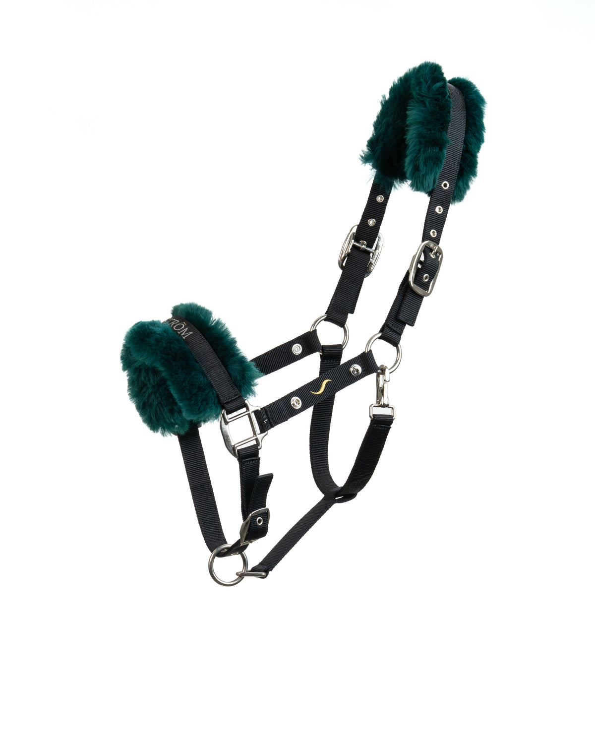Ström Switch horse headcollar with removable Forest sheepskin padding at the poll and nose